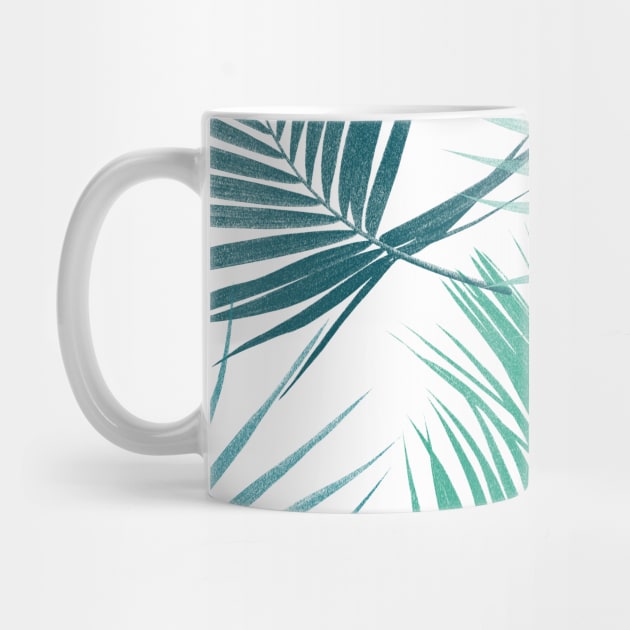 Green tropical palm leaves print. Exotic leaves summer composition. by likapix